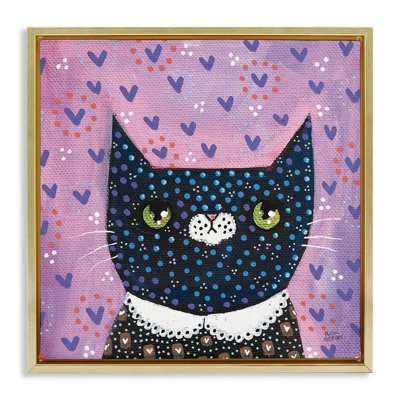 Art mural sur toile flottant à motif de chat fantaisiste par Melissa Averinos
