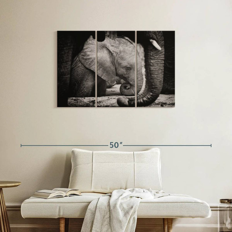 Napping Baby Elephant, 24" H x 38" W