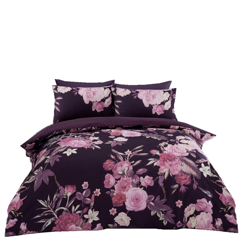 GC Floral Duvet Cover Set With Pillowcases - Polycotton Bedding - Luxury High Quality Yarn Blossom Bedding Set, Double