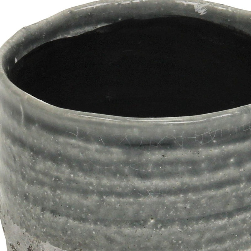 Pot de fleurs rond gris patiné 36 onces deux tons