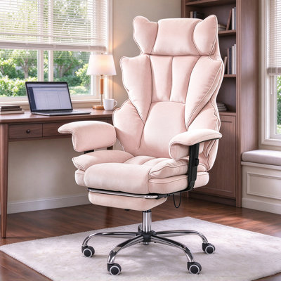 Fauteuil de bureau de jeu à dossier haut pour personnes de grande taille avec appui-tête en forme d'oreilles de chat, fauteuil de direction inclinable à 155° avec repose-pieds rétractable et soutien lombaire à ressorts ensachés
