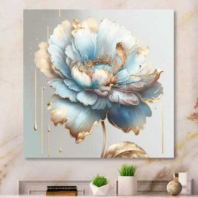 «Gursehaj Chic Blue Blooming Flower I», impression sans cadre sur métal