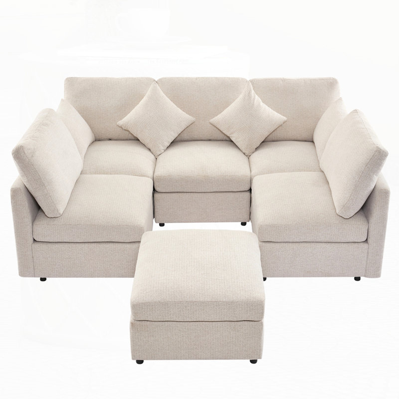 Sectional Sofa Modular Sofa U-shaped Sofa Couch, Beige