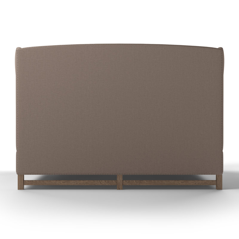 Herbert Upholstered Wingback Bed, Queen, Box Weave Linen Pumice, Weathered