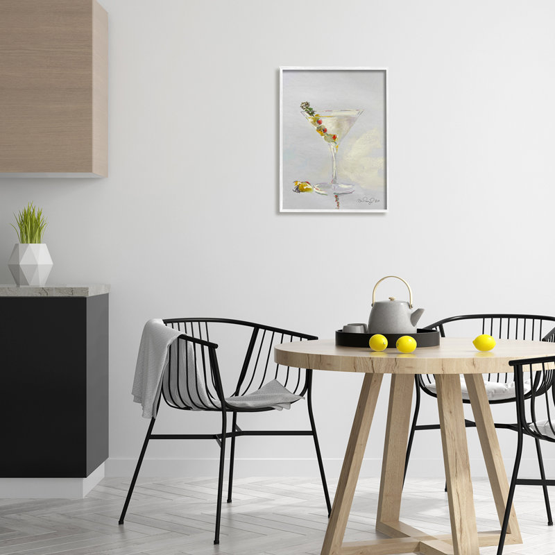 Bar à cocktail Olive Martini , H 20 po x l 16 po, Giclée encadrée blanc bord de mer
