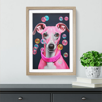 Whippet Bubble Gum Painting No.2 Framed Print