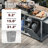 Kitchen Island With Foldable Grill Table, 78.3" Wooden Outdoor Grill Cart With Trash Can Storage & Stainless Steel Top, Outdoor Bar Cart, Pizza Oven Table For Lawn & Garden, Grey Blue-1890868111