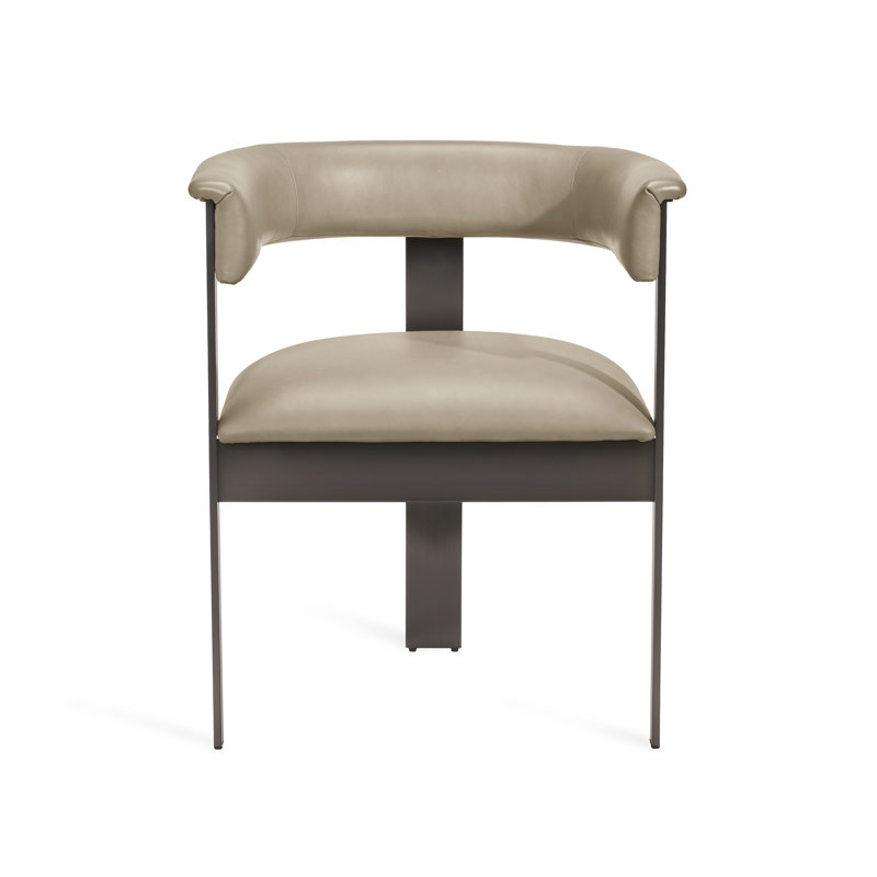 Darcy 19'' H Upholstered Armchair, Genuine Leather Graphite, Taupe