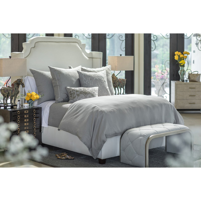 Bloom Linen Duvet Cover, Queen Duvet Cover, Light Gray