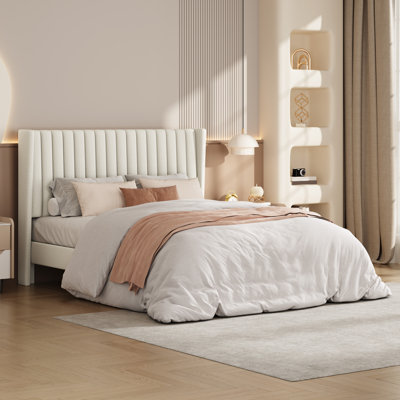 Upholstered Bed Frame with Wing Side
