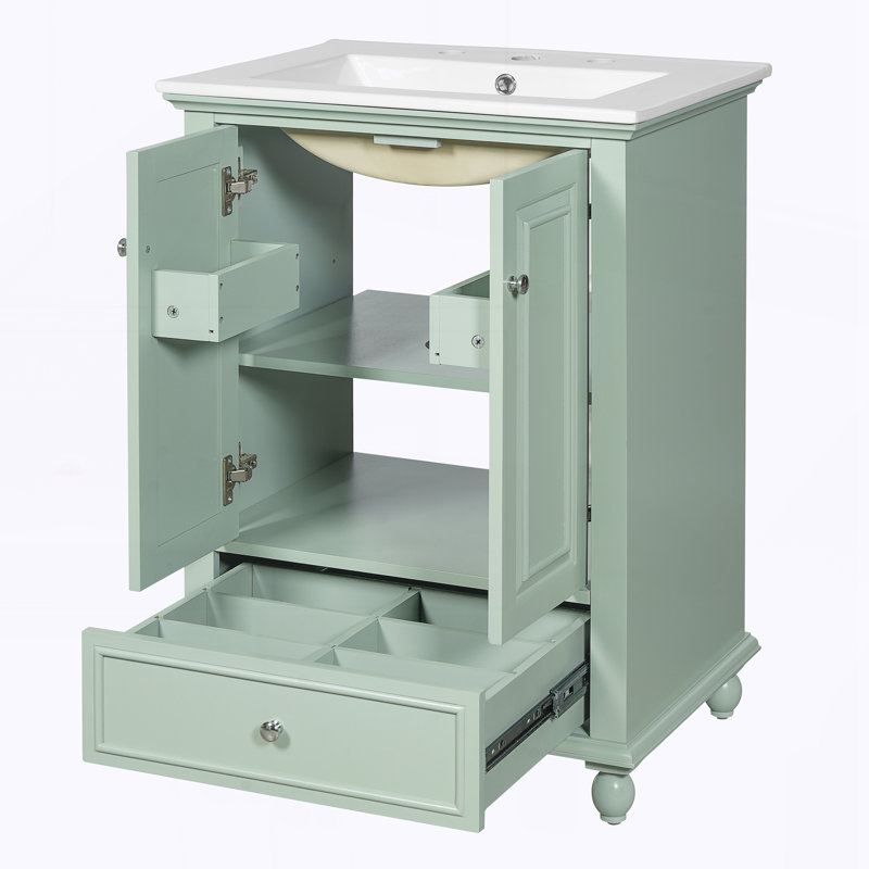 24'' Bathroom Vanity with Ceramic Sink, Green