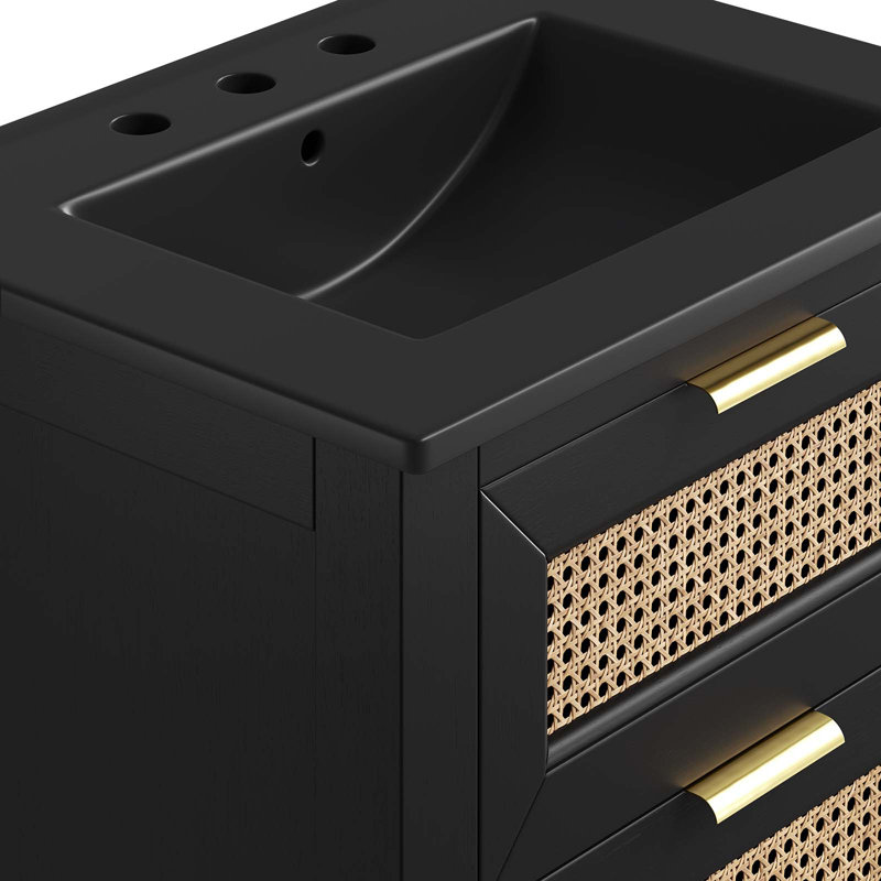 Meuble-lavabo sur pied simple 24 po avec plateau en céramique Modway, Noir