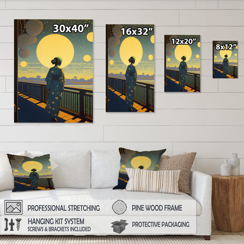 Marcher vers la pleine lune VII Marcher vers la pleine lune VII - reproduction sur toile, H 20 po x l 12 po x P 1 po
