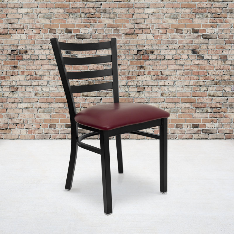 Prompton HERCULES Series Ladder Back Metal Restaurant Chair, Black, Black, 2