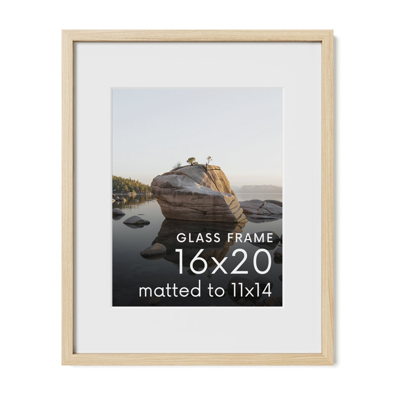 Cadre photo en bois massif avec verre, Beige, L 16 po x H 20 po