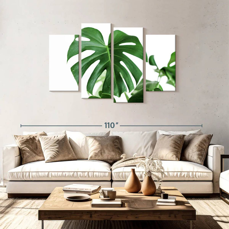 Feuilles de monstera, H 48 po x l 75 po
