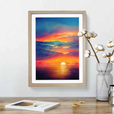 Distinguished Ocean Sunset 1 Piece Single Picture Frame Wall Art