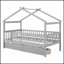 Lit en bois fantaisiste avec deux tiroirs, structure en bois de pin robuste pour le plaisir et le rangement des enfants-202568479