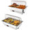 Ensemble de 2 réchauds électriques de 9 pte - Serveur de buffet en acier inoxydable avec couvercle à roulettes NSF - Réchaud à température réglable pour la restauration, les mariages, les banquets, 2 plaques de 1/2 po