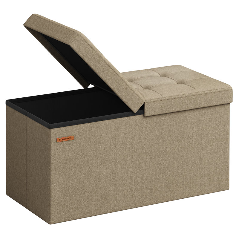 Ryelynn 76cm Wide Rectangle Cube Ottoman with Storage, Brown