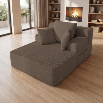 Canapé-lit convertible de 79 po avec cadre de forme fixe et accoudoirs amovibles, canapé-lit modulaire en velours côtelé, canapé-lit pliant pour petits espaces - aucun assemblage requis en brun