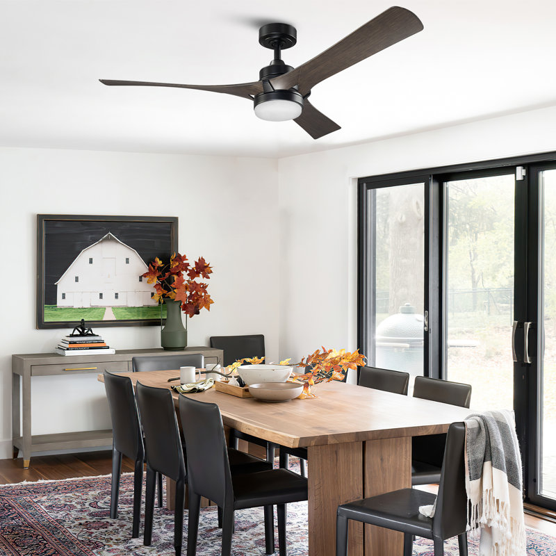 52" Modern  5-CCT LED Propeller Ceiling Fan with Lights and Remote Control, Dimmable, 6 Speeds Reversible Motor