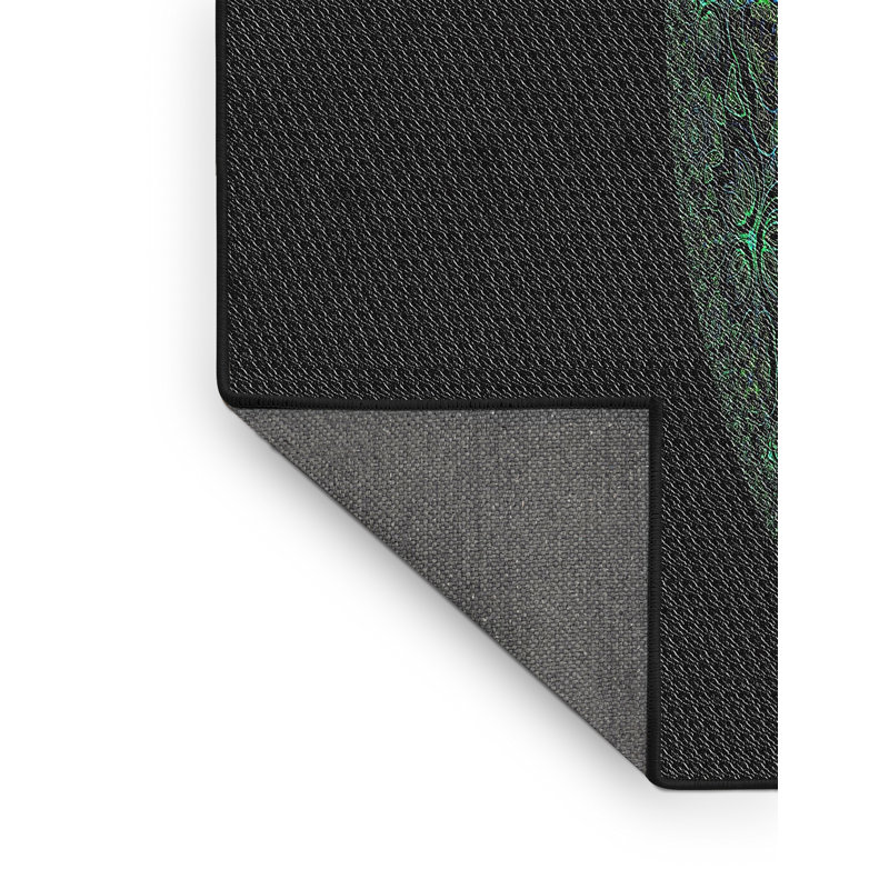 Tapis vert clair / noir Power Loom, Rectangle 8 pi x 10 pi
