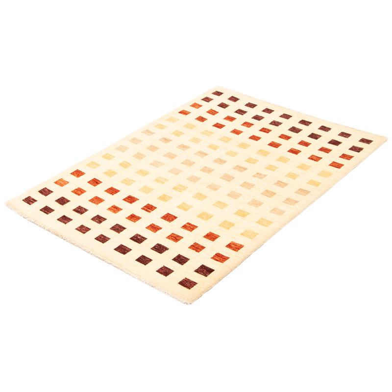 Tapis unique en laine noué à la main de style nouvel âge 4 pi x 6 pi 2 po Alburtis ivoire / brun / brun foncé / cuivre foncé