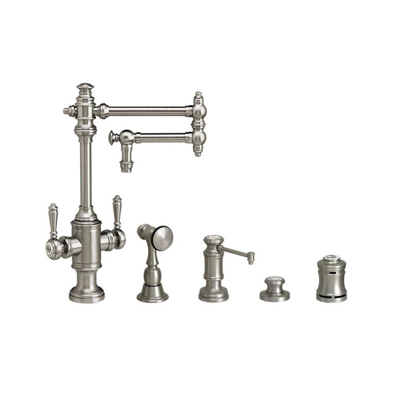 Towson Two Handle Kitchen Faucet - 12" Articulated Spout, Satin Chrome