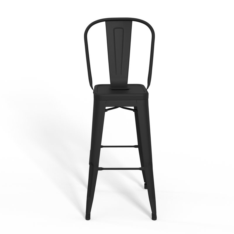 Fletcher 30" Industrial Black Metal Bar Stool Set of 2