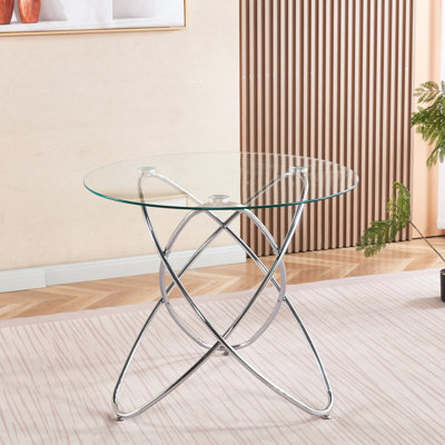Metal Leg And Tempered Glass Table For Living Room, Innovative Details, Space - Efficient, Smooth Surface, 36.31 In Dimensions