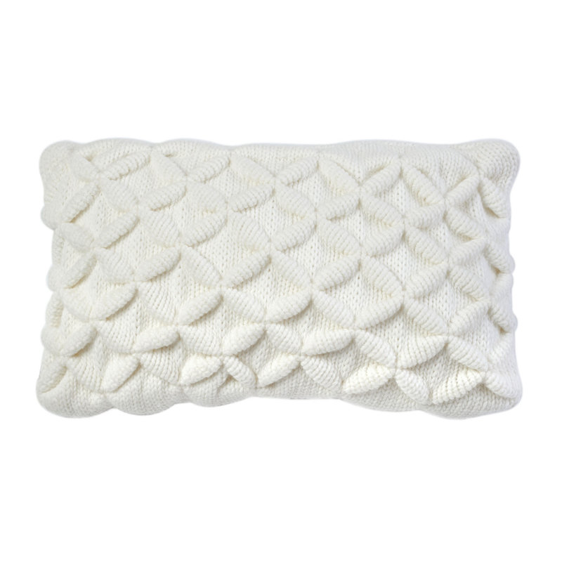 Ivory 3D Diamond Pattern Rectangular Pillow