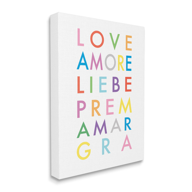 Love romantique, phrases - art textuel, Toile tendue, H 40 po x l 30 po