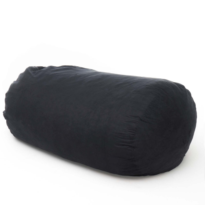 Comfortable Suede Bean Bag for Relaxation and Stylish Décor, 30" H x 84" W x 48" D, Black Microfiber