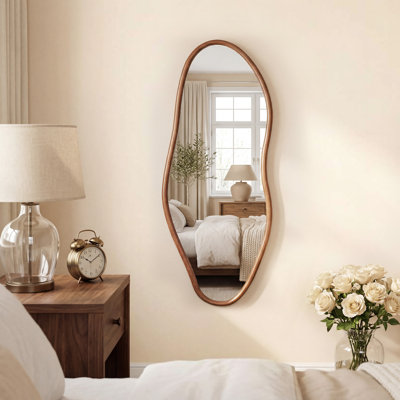 Miroirs muraux asymétriques irréguliers en bois massif pour les salons, les salles de bain, les vestibules, les miroirs muraux décoratifs modernes