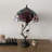 Haydee Tiffany Table Lamp Red Orange Stained Glass Rose Flowers Iron Metal Leaves LED Bulbs 14"W*14"D*24"H-843129002