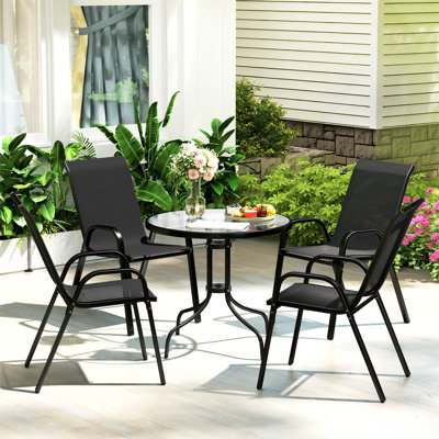 Five-Piece Steel Patio Set, with Glass-Top Table