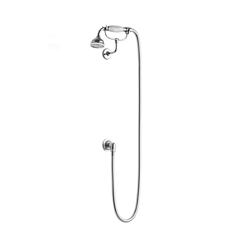 Classic White Apron Rose Handheld Shower Head, Polished Chrome
