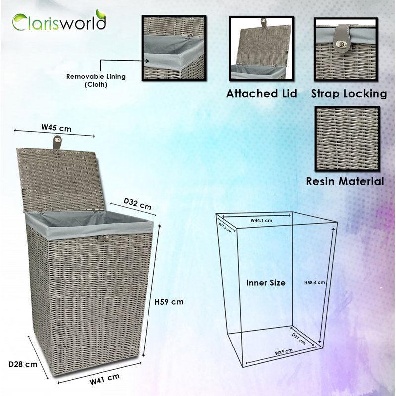 Hand Woven Plastic Laundry Basket with Handles