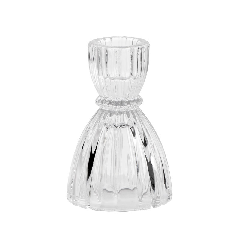 Chandelle de table en verre H 3,5 po, Transparent