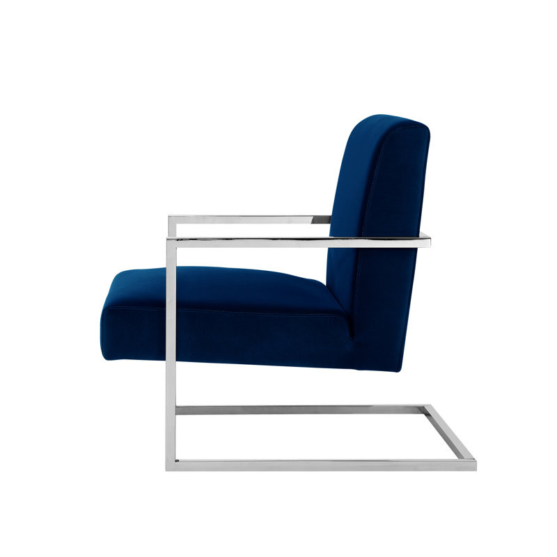 Fauteuil Keenan, Chrome, Bleu marine / chrome