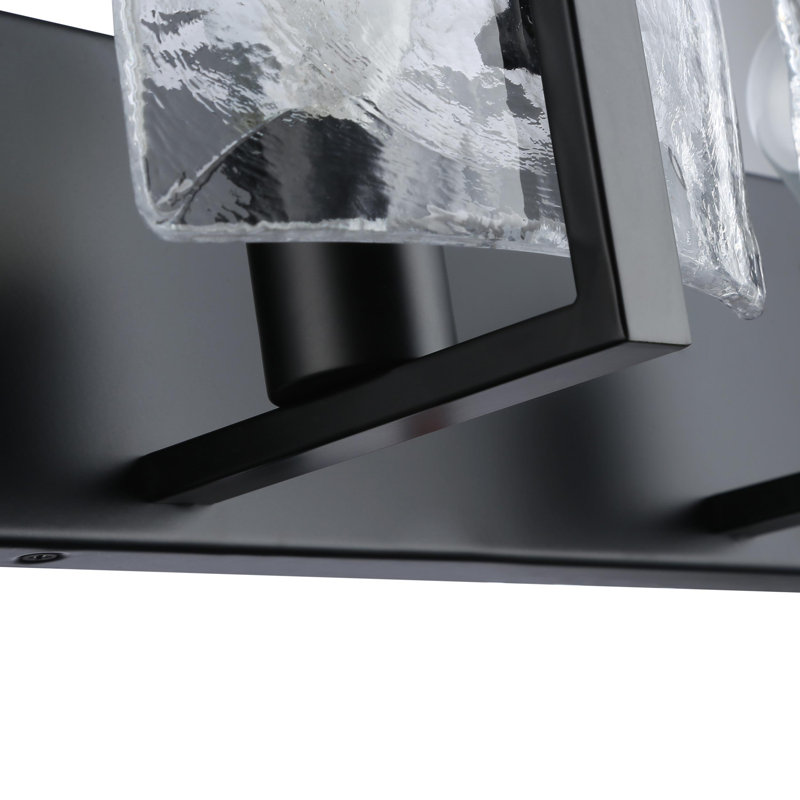 Hogans PW 2 Light Bath Vanity with Hammered Water Glass Shade, Noir mat