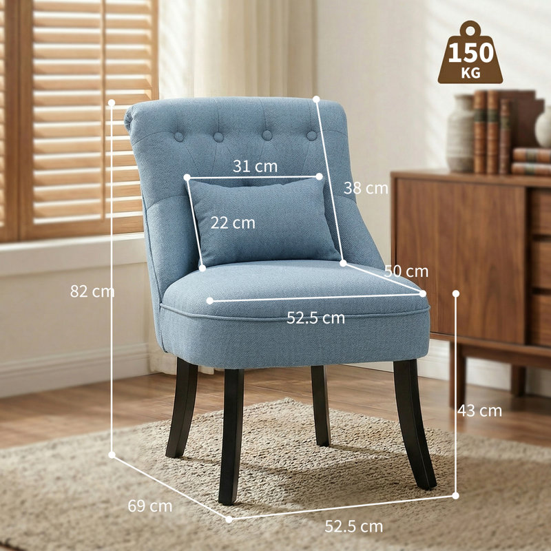 Upholstered Side Chair, Blue