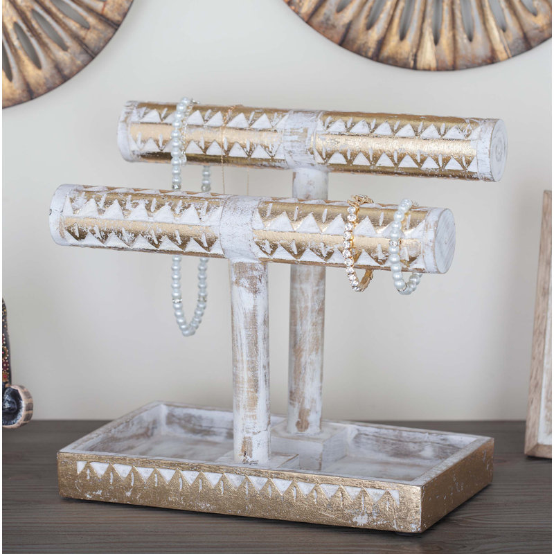 Wood Jewelry Stand +, Gold