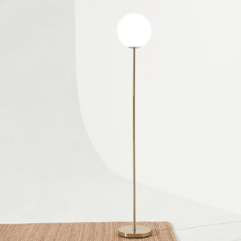 Luna Industrial Modern LED Floor Lamp with Glass Round Globe Shade, Matte