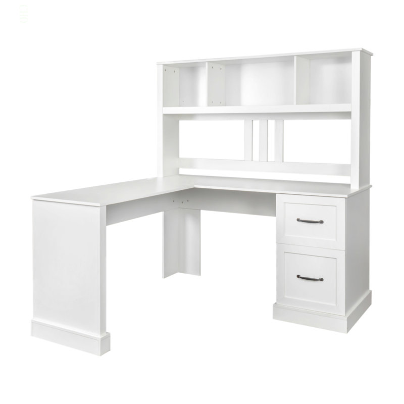 Bureau d'ordinateur à domicile avec huche, Blanc