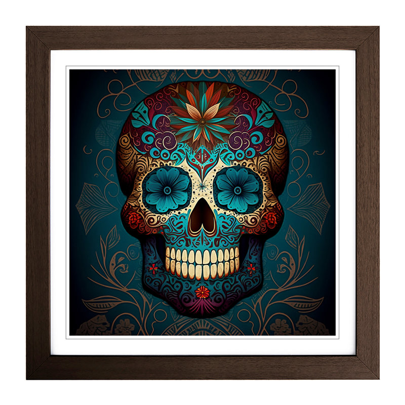 Sugar Skull - Framed Print, Walnut
