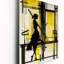 Silhouette en jaune et noir - horloge murale moderne Portrait-99634706