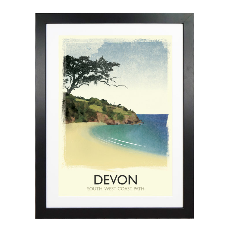 Devon South West Coast Path - Print, Black, 54 cm H x 44 cm W x 2.2 cm D