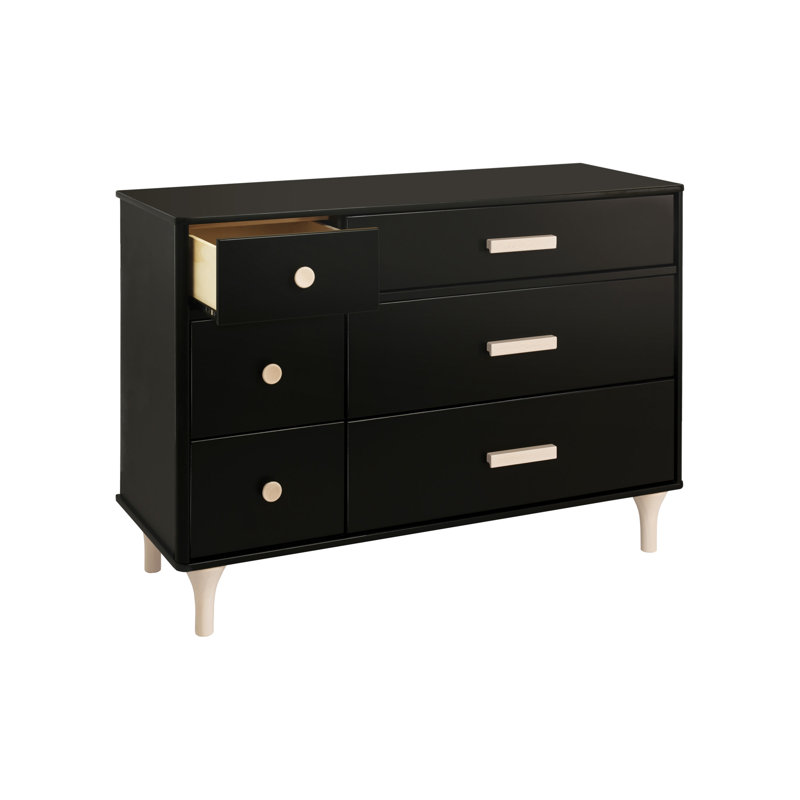 Lolly 6-Drawer Assembled Double Dresser, Black/Washed Natural